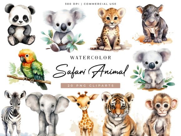 Download Watercolor Safari Animal Clipart Bundle - Premium Resources