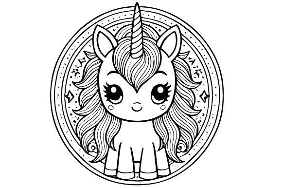 Download Cartoon Unicorn Cute Mandala Drawing - Cartoon unicorn Collection