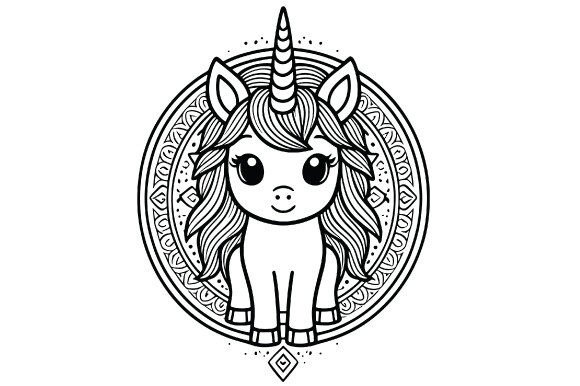 Download Cartoon Unicorn Cute Mandala - Cartoon unicorn Collection