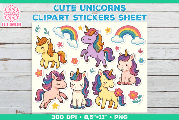 Download Cute Cartoon Unicorn Printable Stickers - Cartoon unicorn Collection