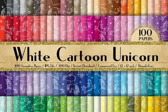 Download Seamless White Cartoon Unicorn Paper - Cartoon unicorn Collection